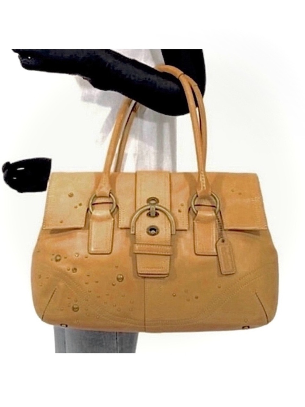 Coach Vintage Rare Soho Studded Flap Swarovski Crystal Buckle 8A31 Leather